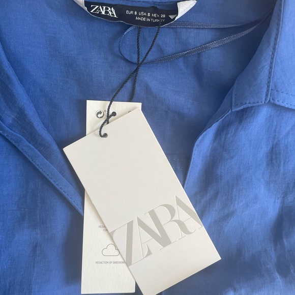 ZARA WRAP DRESS WITH POCKET FADED BLUE Size SMALL NWT - Picture 5 of 12